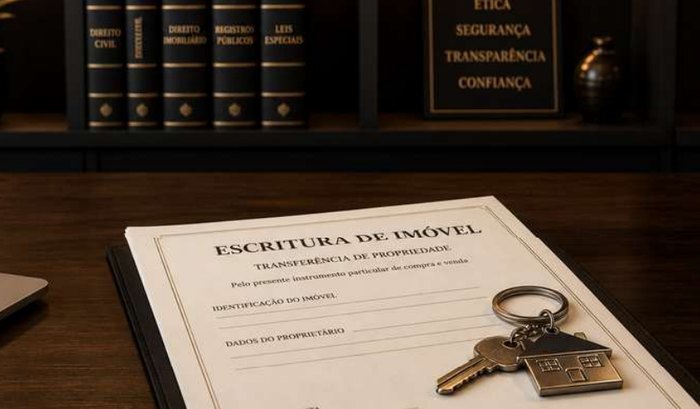 Escritura de imóvel sobre a mesa